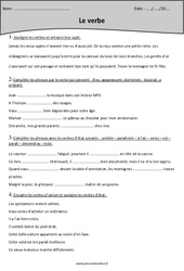 Verbe - Exercices : Primaire 4 - PDF à imprimer