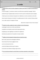 Verbe - Fiche d'exercices avec correction : Primaire 4 - PDF à imprimer