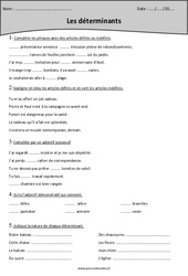 Articles définis ou indéfinis - Déterminants - Fiche d'exercices : Primaire 4 - PDF à imprimer