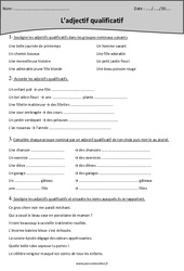 Adjectif qualificatif - Exercices : Primaire 4 - PDF à imprimer