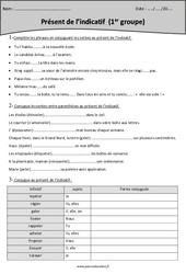 Verbes du 1er groupe - Présent de l'indicatif - Exercices : Primaire 5 - PDF à imprimer