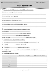 Futur de l’indicatif - Exercices : Primaire 5 - PDF à imprimer