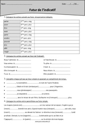 Futur simple - Exercices avec correction : Primaire 5 - PDF à imprimer