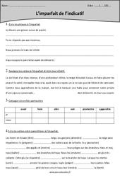 Imparfait de l'indicatif - Exercices  : Primaire 4 - PDF à imprimer