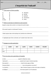 Imparfait - Révisions avec correction : Primaire 4 - PDF à imprimer