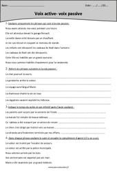 Voix active - voix passive  - Exercices avec correction : Primaire 5 - PDF à imprimer