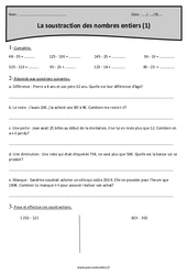Soustraction sans retenue des nombres entiers - Exercices avec correction : Primaire 4 - PDF à imprimer