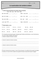Nombres entiers - Soustraction sans retenue - Exercices  : Primaire 4 - PDF à imprimer