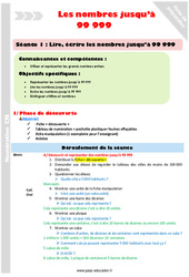 Lire, écrire les nombres jusqu’à 99 999 - Séquence - Fiche de préparation : Primaire 4 - PDF à imprimer