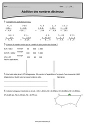 Nombres décimaux - Addition - Exercices  : Primaire 4 - PDF à imprimer