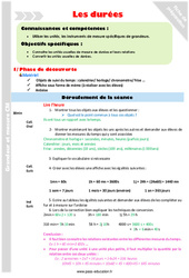Durées - Séquence - Fiche de préparation : Primaire 4 - PDF à imprimer