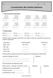 Nombres décimaux - Exercices soustraction avec retenue : Primaire 4 - PDF à imprimer
