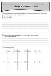 Division à 2 chiffres - Technique - Exercices avec correction : Primaire 4 - PDF à imprimer