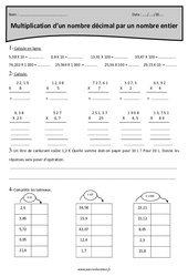 Multiplication d’un nombre décimal par un nombre entier - Exercices : Primaire 4 - PDF à imprimer
