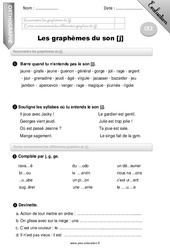 Graphèmes du son [J] - Examen Evaluation - Bilan : Primaire 3 - PDF à imprimer
