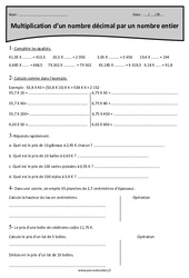 Multiplication d’un nombre entier par un nombre décimal - Révisions : Primaire 4 - PDF à imprimer