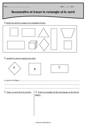 Reconnaître et tracer le rectangle et le carré - Exercices : Primaire 4 - PDF à imprimer