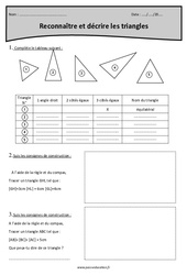 Reconnaître et décrire les triangles - Exercices  : Primaire 4 - PDF à imprimer