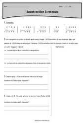 Soustractions à retenue - Fiche de révisions  : Primaire 4 - PDF à imprimer