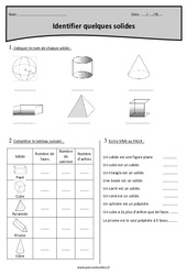 Cylindre, prisme, pyramide, tétraèdre, parallélépipède, cube - Exercices : Primaire 4 - PDF à imprimer