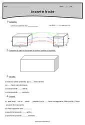 Pavé et cube - Exercices : Primaire 4 - PDF à imprimer