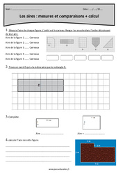 Aires - Comparaisons, calcul et mesures - Révisions : Primaire 4 - PDF à imprimer