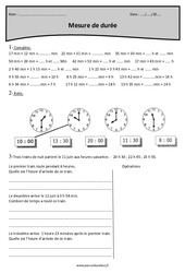 Heure, minute, seconde - Exercices corrigés sur le temps et durée : Primaire 4 - PDF à imprimer