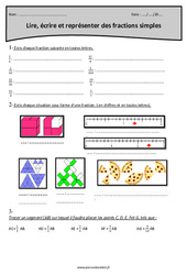 Lire, écrire et représenter des fractions simples - Exercices : Primaire 5 - PDF à imprimer