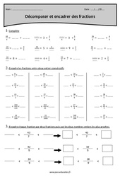 Fraction - Encadrer et décomposer - Exercices  : Primaire 5 - PDF à imprimer