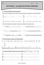 Connaître les fractions décimales - Exercices avec correction : Primaire 5 - PDF à imprimer