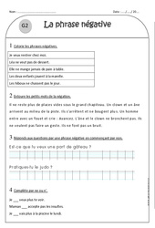 Forme de phrase - Phrase négative - Exercices avec correction : Primaire 2 - PDF à imprimer