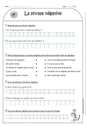 Phrase à la forme négative - Exercices : Primaire 2 - PDF à imprimer
