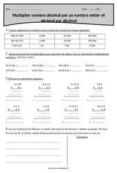 Multiplication de décimaux par des nombres entiers - Exercices avec correction : Primaire 5 - PDF à imprimer
