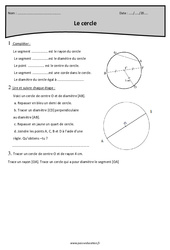 Diamètre, rayon, segment et point - Exercices sur le cercle : Primaire 5 - PDF à imprimer