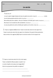 Cercle - Diamètre, rayon, segment et point - Exercices  : Primaire 5 - PDF à imprimer