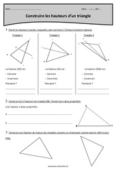 Triangle - Construire les hauteurs - Exercices  : Primaire 5 - PDF à imprimer