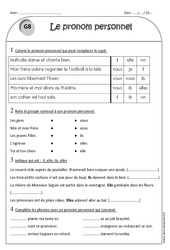 Pronoms personnels - Exercices  : Primaire 2 - PDF à imprimer