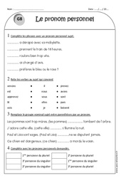 Pronom personnel - Exercices corrigés : Primaire 2 - PDF à imprimer