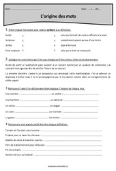 Origine des mots - Exercices corrigés : Primaire 5 - PDF à imprimer