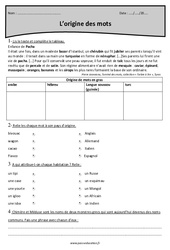 Mots d'origine étrangère - Exercices  : Primaire 5 - PDF à imprimer