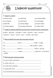 Adjectif qualificatif - Exercices : Primaire 2 - PDF à imprimer