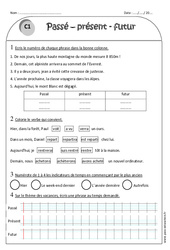 Verbe conjugué au passé, présent et futur - Exercices corrigés : Primaire 2 - PDF à imprimer