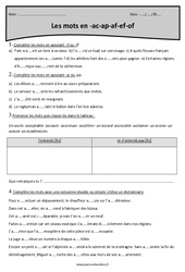 Mots en - ac - ap - af - ef - of - Exercices : Primaire 5 - PDF à imprimer