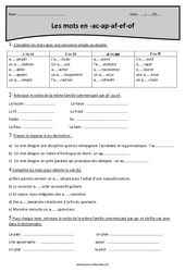 Mots commençant par - ac - ap - af - ef - of - Exercices corrigés : Primaire 5 - PDF à imprimer