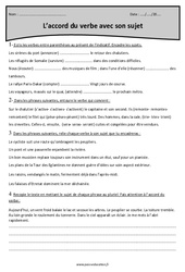 Accord du verbe avec son sujet - Exercices avec correction : Primaire 5 - PDF à imprimer