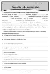 Accorder le verbe avec son sujet - Exercices corrigés : Primaire 5 - PDF à imprimer