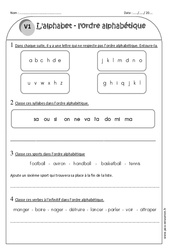 Alphabet - Exercices sur l'ordre alphabétique : Primaire 2 - PDF à imprimer