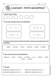 Ordre alphabétique - Alphabet - Exercices avec correction : Primaire 2 - PDF à imprimer