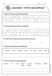 Alphabet - Ordre alphabétique - Exercices corrigés : Primaire 2 - PDF à imprimer