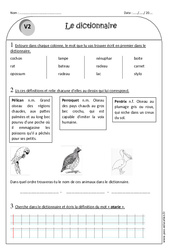 Dictionnaire - Exercices : Primaire 2 - PDF à imprimer